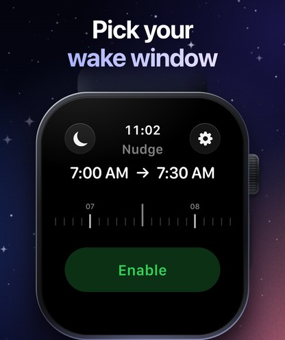 Nudge on Apple Watch: pick your wake window